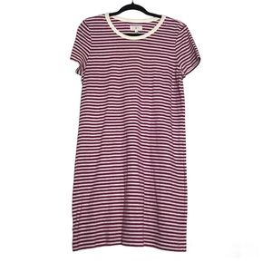 Lou & Grey Pink Striped Linen Blend T-Shirt Dress Sz S Coastal Beach Preppy
